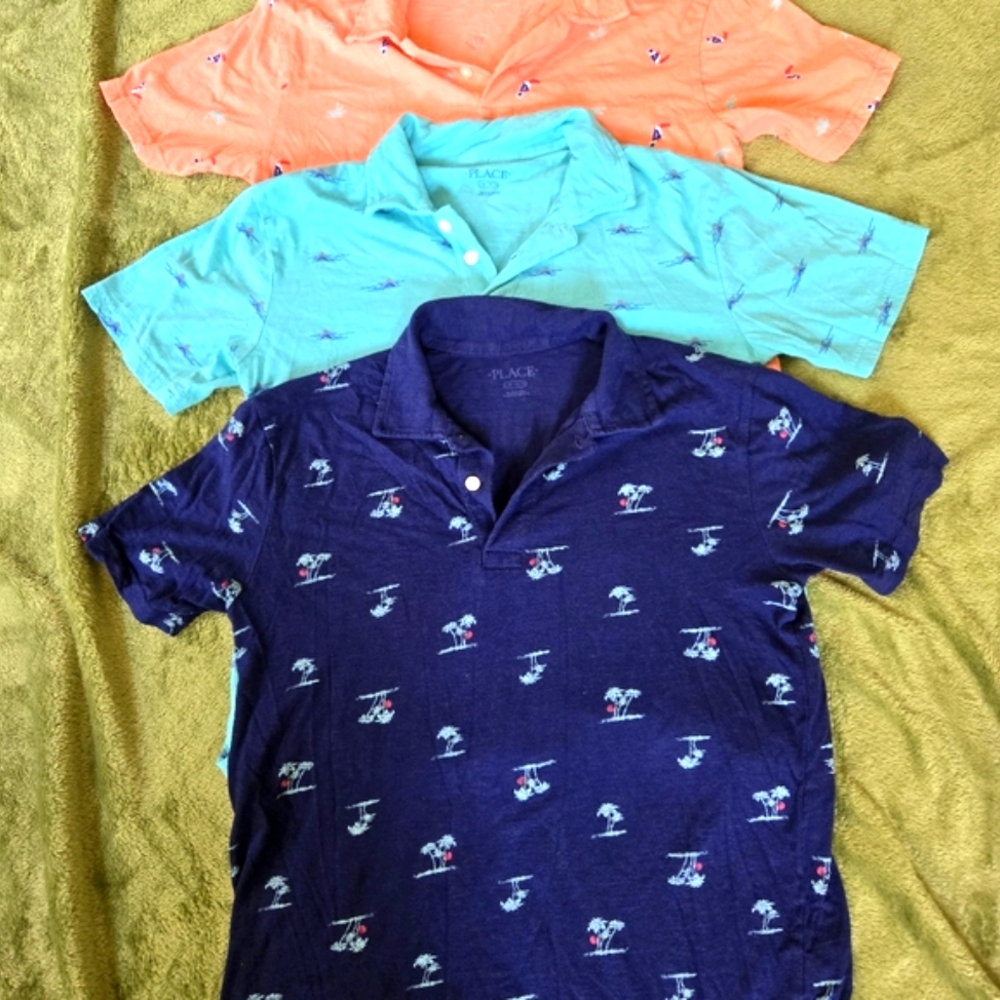 Bundle Children's Place Boy's PoloTops with Tropical Pattern. Size 10/12